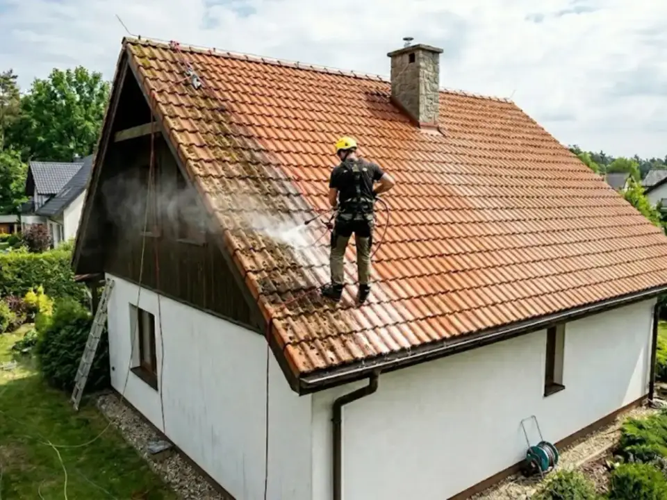 Mycie ciśnieniowe dachu pokrytego dachówką